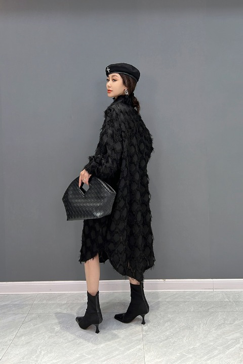 JIANG DAN MONROE EUROPEAN STATION 2022 WINTER NEW KOREAN FASHION TREND TASSEL SHIRT DRESS TEMPERAMENT WOMEN LT0350