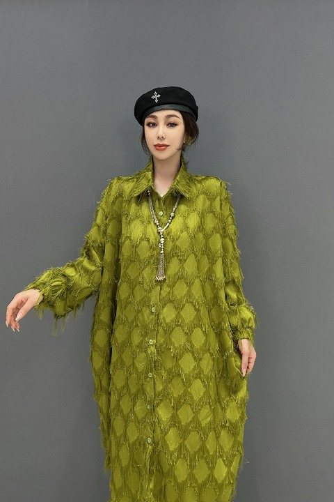 JIANG DAN MONROE EUROPEAN STATION 2022 WINTER NEW KOREAN FASHION TREND TASSEL SHIRT DRESS TEMPERAMENT WOMEN LT0350