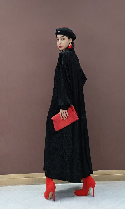 Chinese style dress, long length, velour