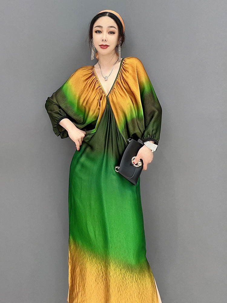 ワンピース Vネック 玉虫色