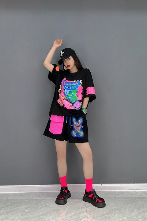 Tシャツ ショートパンツ セットアップ カラフル