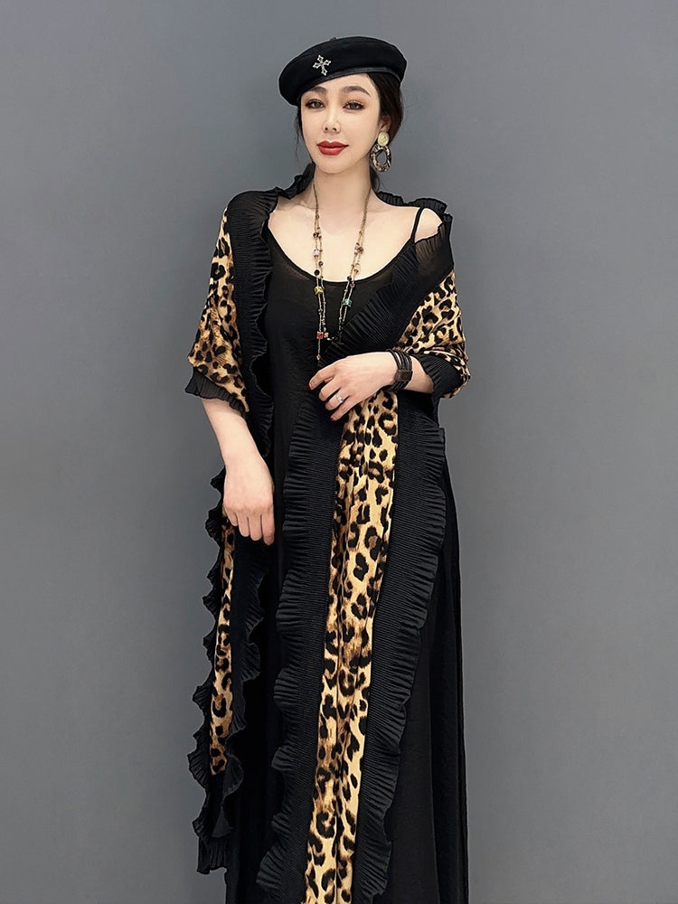 ショール ヒョウ柄 レース 2way