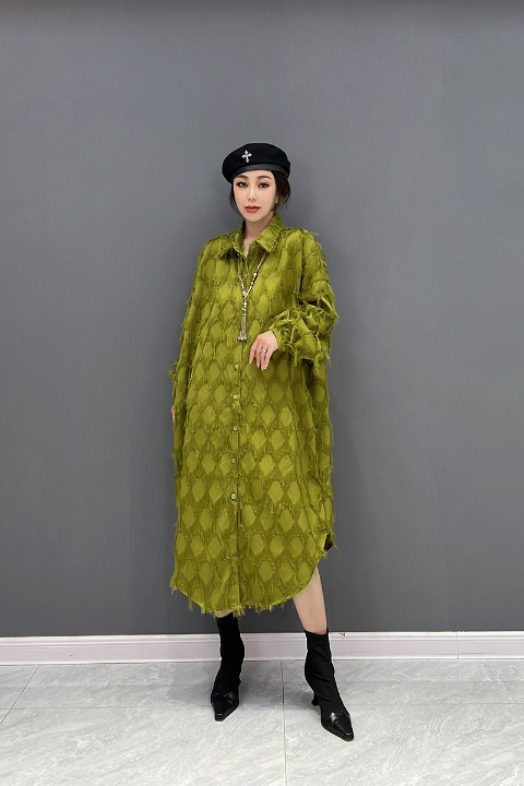 JIANG DAN MONROE EUROPEAN STATION 2022 WINTER NEW KOREAN FASHION TREND TASSEL SHIRT DRESS TEMPERAMENT WOMEN LT0350