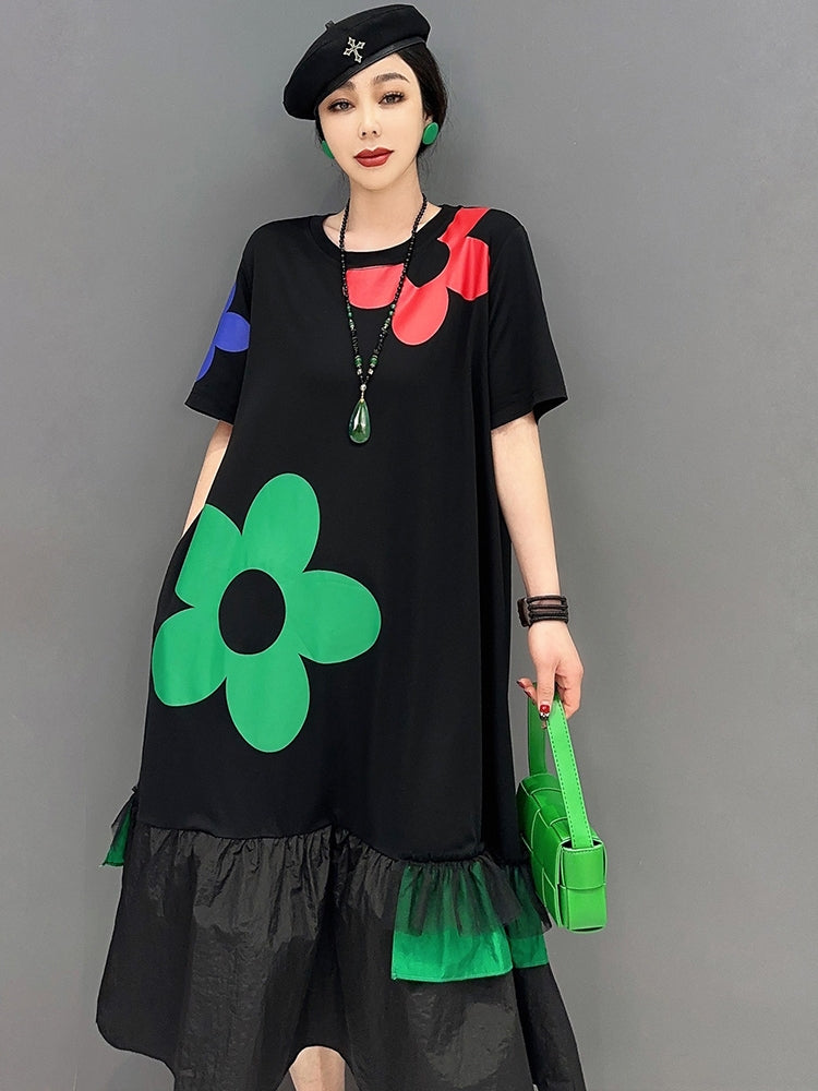 ワンピース 花柄 Tシャツワンピ 半袖