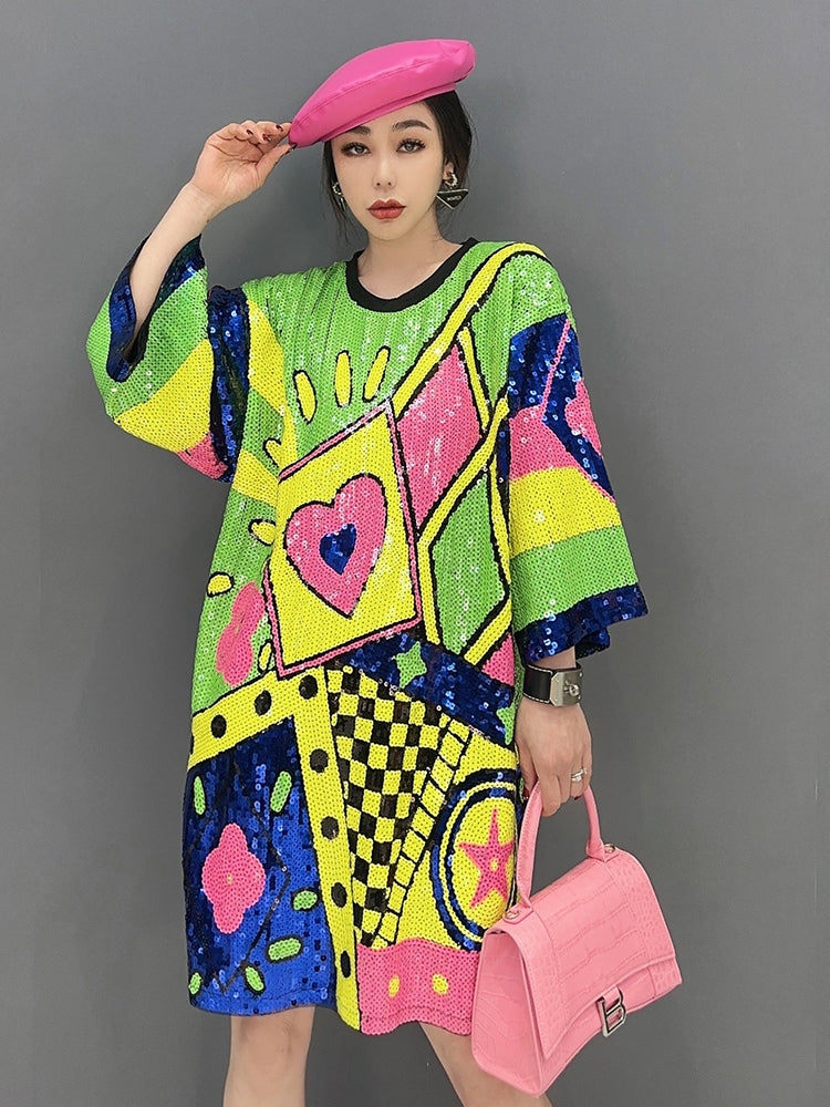 ワンピース スパンコール ビビッド