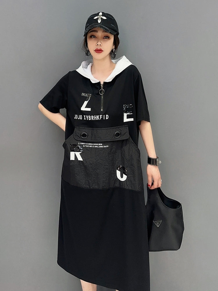 半袖 ワンピース フード カジュアル