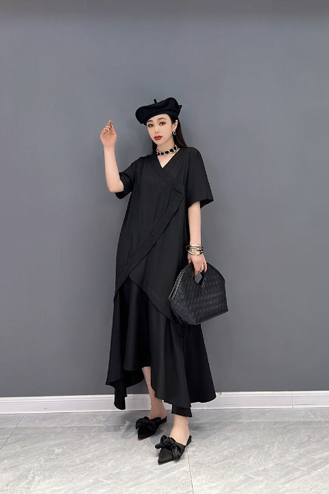 한 조각의 측면 밑단 긴 길이를 겹쳐 놓았습니다