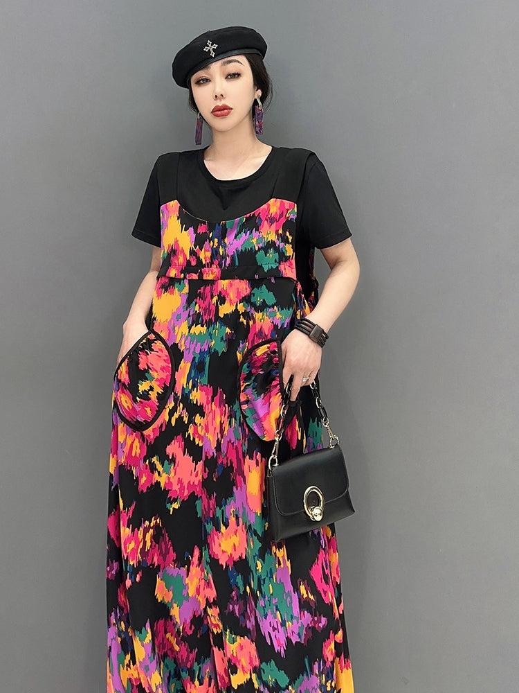 ワンピース ノースリーブ パンツ 花柄