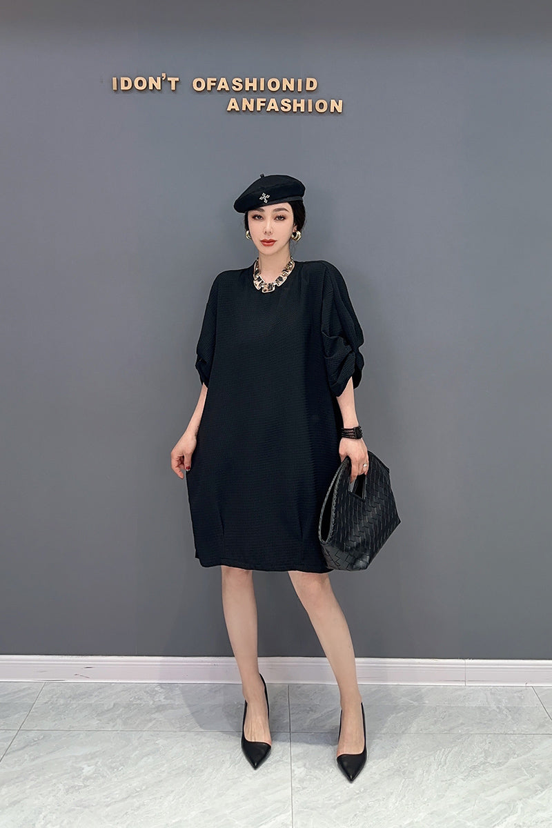 ワンピース 原色 五分丈 丸首