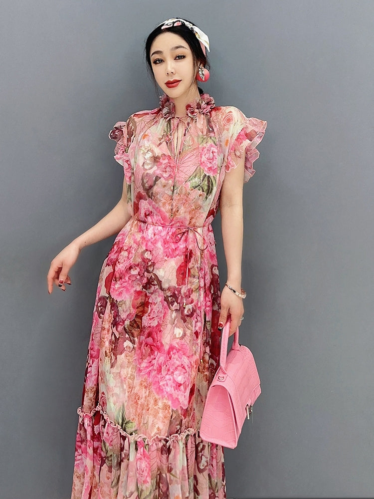 半袖 ワンピース 花柄 シースルー