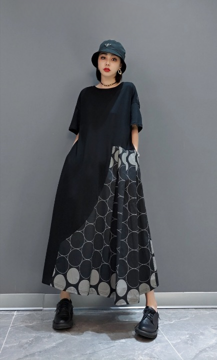 Jiang Dan Monroe European Station 2022 Winter New Fashion Dress 한국어의 큰 크기 노란색 느슨한 티셔츠 여성 LT0347