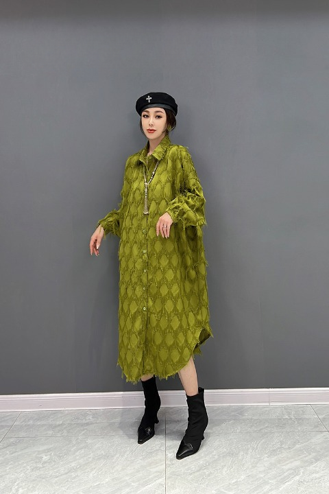 JIANG DAN MONROE EUROPEAN STATION 2022 WINTER NEW KOREAN FASHION TREND TASSEL SHIRT DRESS TEMPERAMENT WOMEN LT0350