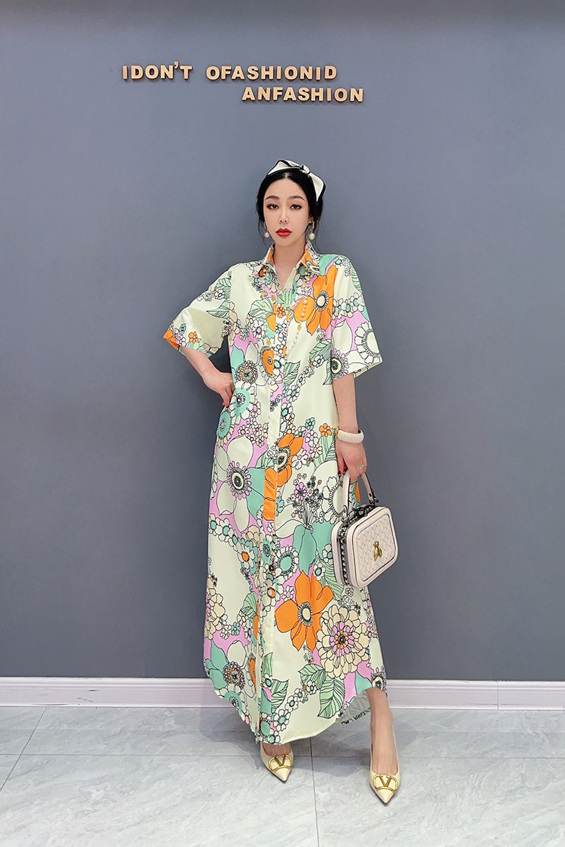 ワンピース シャツ 花柄 半袖
