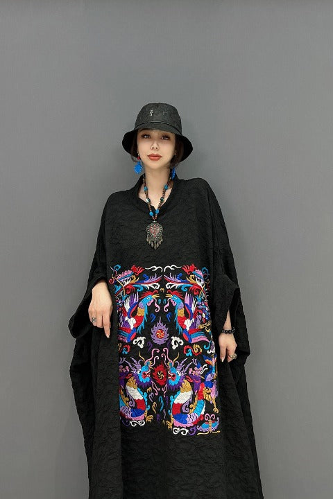 ジャガード ワンピース チャイナ風 ロング丈