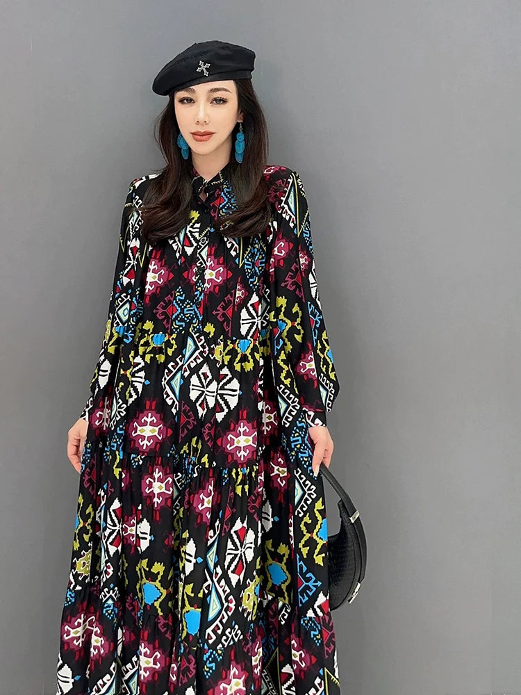 カラフル柄 シャツドレス