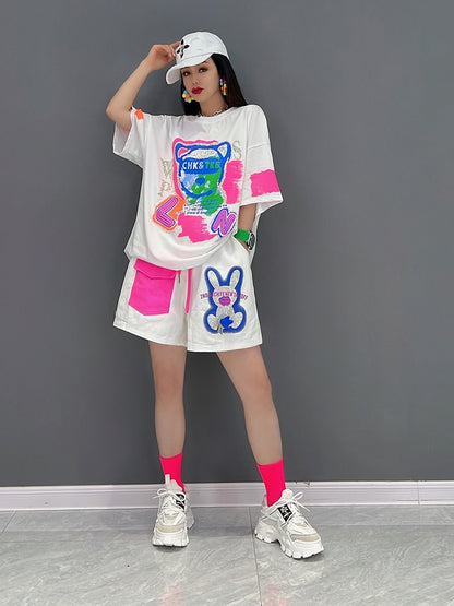 Quần short t -shirt thiết lập đầy màu sắc