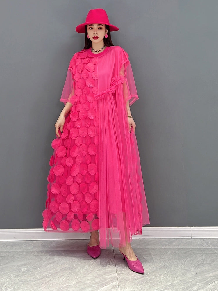 JIANG DAN MONROE EUROPEAN STATION 2022 WINTER NEW FASHION DRESS KOREAN VERSION OF THE NET CHIFFON THIN PERSONALITY WOMEN LT0345