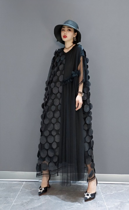 JIANG DAN MONROE EUROPEAN STATION 2022 WINTER NEW FASHION DRESS KOREAN VERSION OF THE NET CHIFFON THIN PERSONALITY WOMEN LT0345