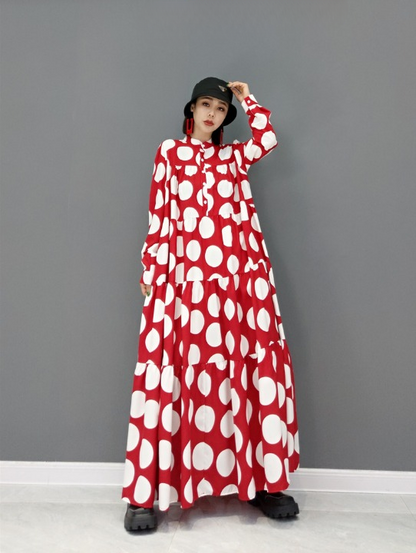 JIANG DAN MENGLU EUROPE STATION 2022 WINTER NEW FASHION DRESS KOREAN VERSION OF THE POLKA DOT SHIRT LARGE SIZE THIN WOMEN LT0361