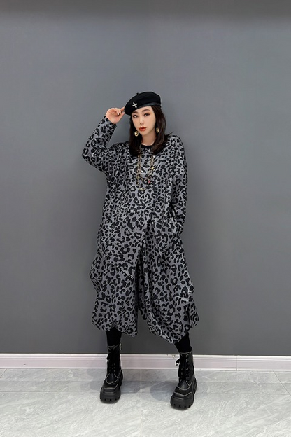 Jiang Dan Monroe European Station 2022 Mùa đông Thời trang mới Hàn Quốc không thường xuyên Quần Casual Quần Leopard Suit LT0366