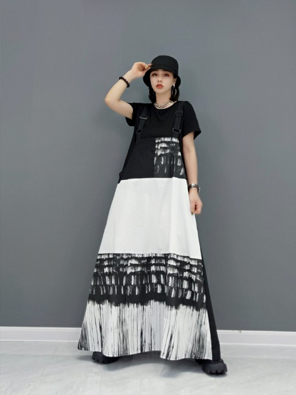 A-line jumper skirt Maxi length Striped