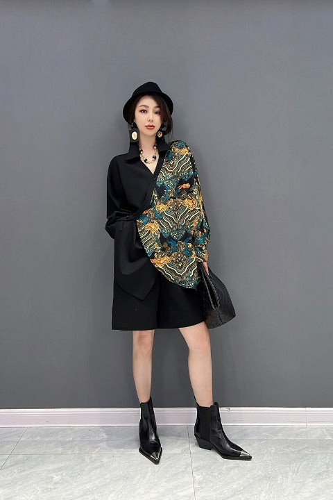 Skipper Shirt Asymmetrical Scarf Pattern