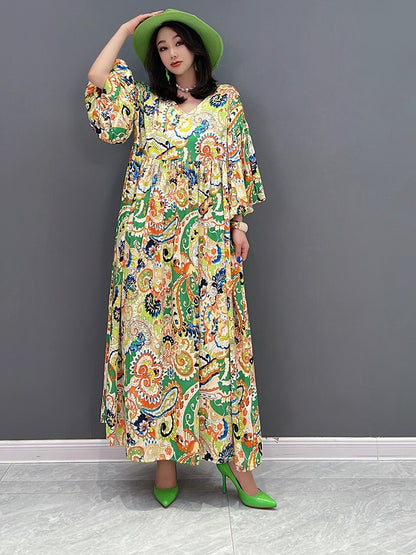 Floral Dress Gathered Maxi Length