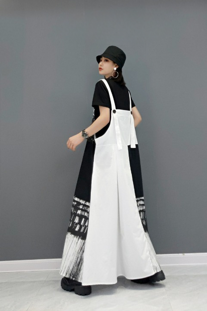 A-line jumper skirt Maxi length Striped