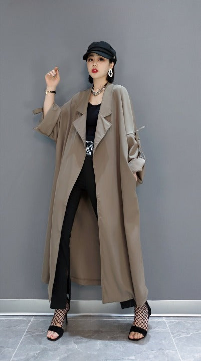 Roll-up Sleeve Trench Coat Long Length