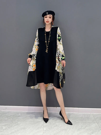 Ebata Monroe Europe Station 2023 Spring New Korean Fashion Trend Color Blocking Irregular Dress Thin Women