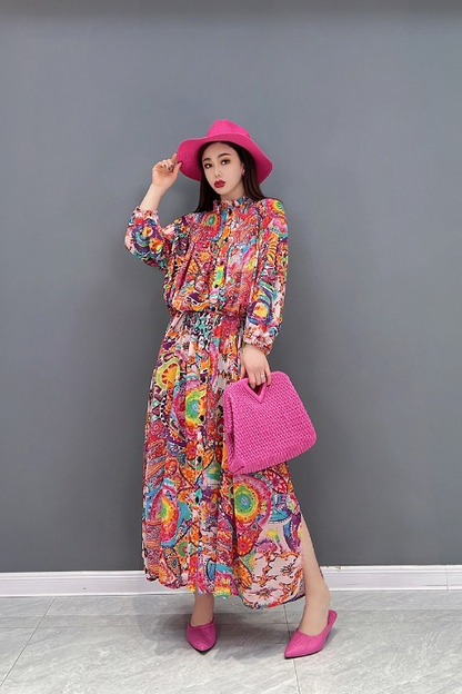 JIANG DAN MONROE EUROPEAN STATION 2022 WINTER NEW FASHION DRESS CASUAL CHIFFON TEMPERAMENT THIN SLIM WOMEN LT0333