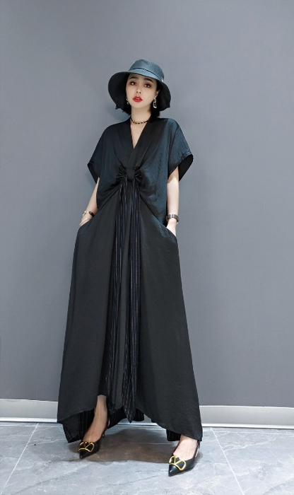 JIANG DAN MENGLU EUROPEAN STATION 2022 WINTER NEW FASHION DRESS KOREAN VERSION OF THE V-NECK LONG DRESS TEMPERAMENT FEMALE TIDE LT0334