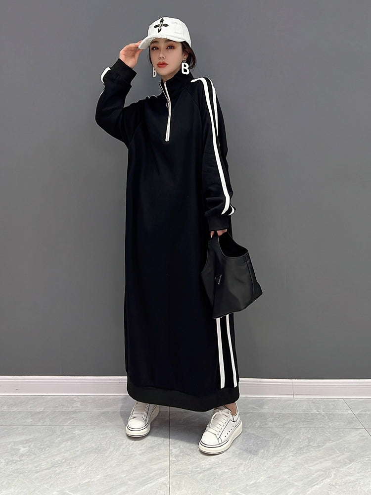 Váy kiểu áo jersey maxi chiều dài vòng zip