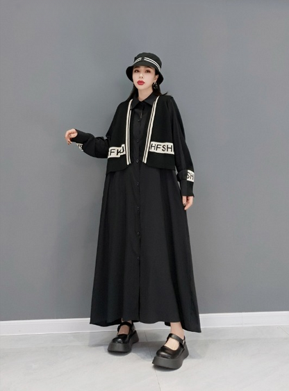 JIANG DAN MONROE EUROPEAN STATION 2022 WINTER NEW FASHION DRESS CASUAL BLACK THIN TEMPERAMENT LARGE SIZE WOMEN LT0371