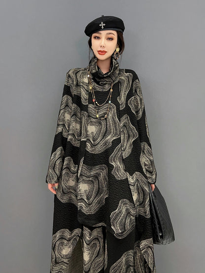 Jiang Dan Monroe European Station 2022 Winter New Korean Fashion Trend High Collar 최고 캐주얼 바지 2 피스 세트 LT0355