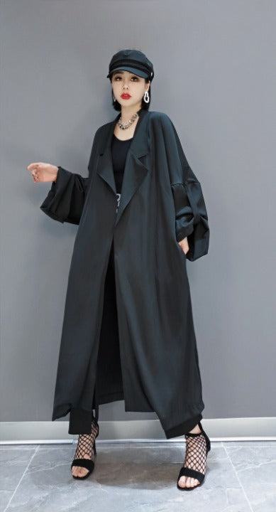 Roll-up Sleeve Trench Coat Long Length