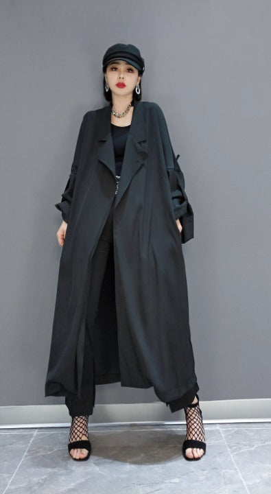 Roll-up Sleeve Trench Coat Long Length