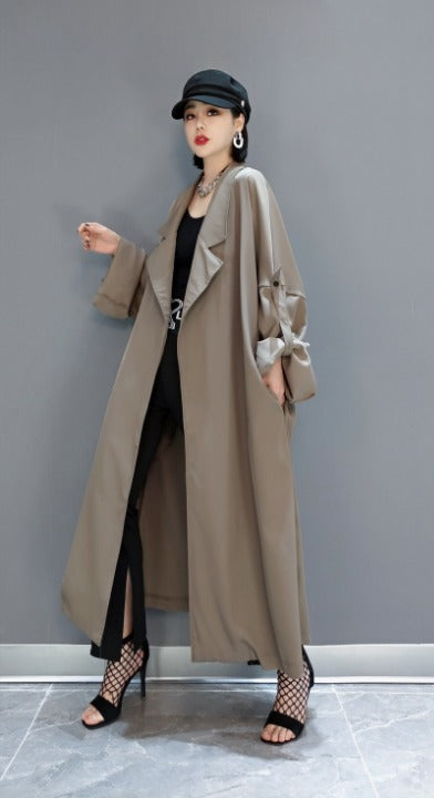 Roll-up Sleeve Trench Coat Long Length