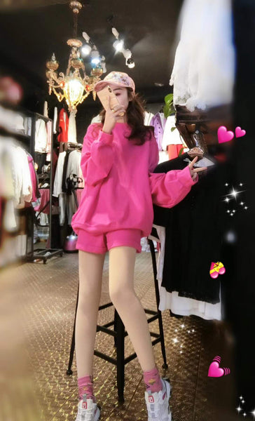タッパー ロングパンツ セットアップ【M ピンク】 GU ジーユー スウェット セットアップ ピンク クロップド パーカ