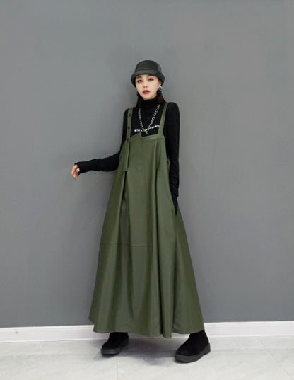 Leather Jumperskirt Asymmetrical Long Length