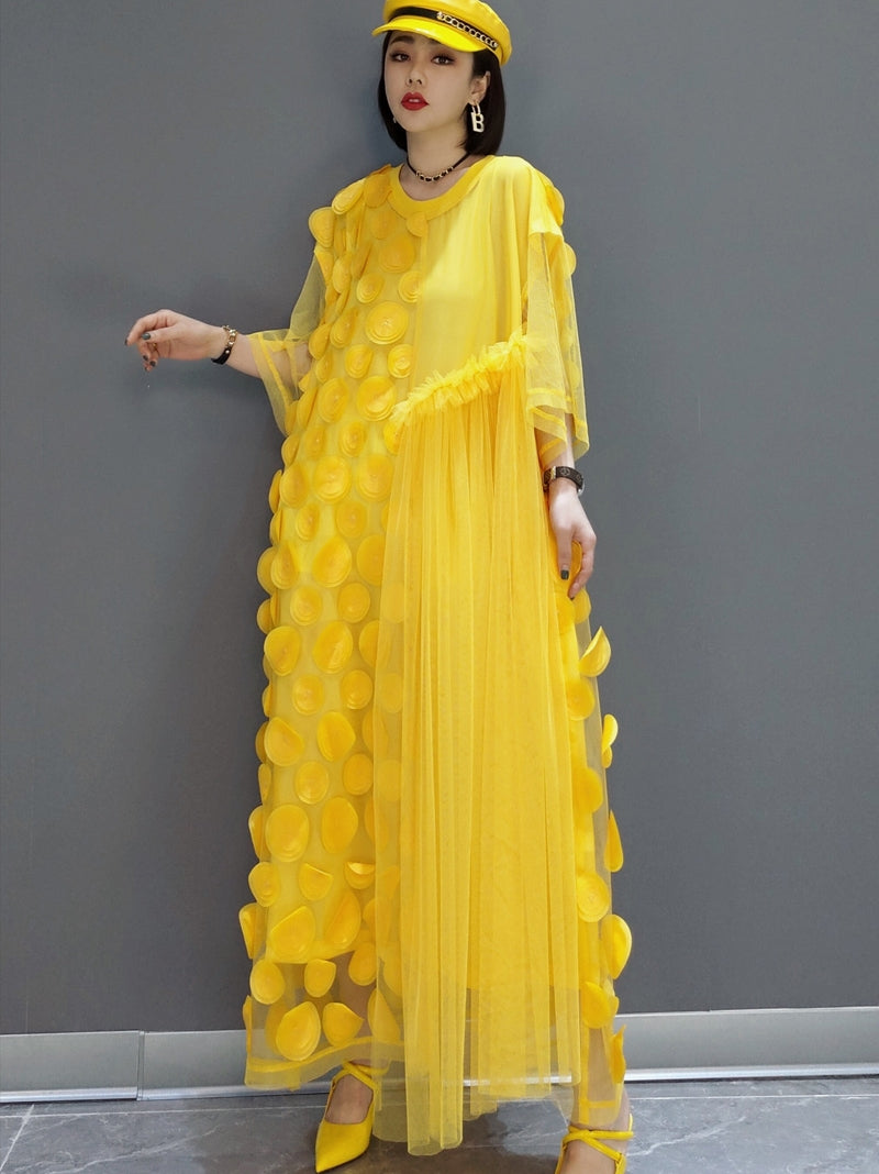 JIANG DAN MONROE EUROPEAN STATION 2022 WINTER NEW FASHION DRESS KOREAN VERSION OF THE NET CHIFFON THIN PERSONALITY WOMEN LT0345