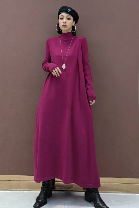 EUROPEAN STATION 2022 WINTER NEW FASHION DRESS KOREAN VERSION OF THE KNITTED SLIM BOTTOMING SHIRT IN THE LONG DRESS TEMPERAMENT WOMEN LT0378