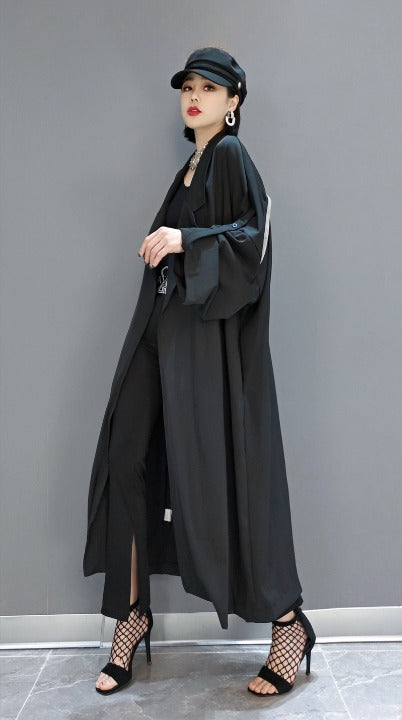 Roll-up Sleeve Trench Coat Long Length